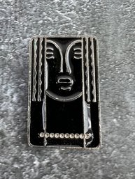 Ritz Abstract Face Pewter Pin Pendant