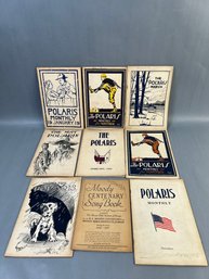 8 Antique Polaris Newsletters From North HS Minnespolis And A Moody Bible Song Book Dated 1936-37.