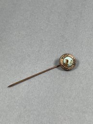Vintage Gold Tone Stick Pin With Center Stone