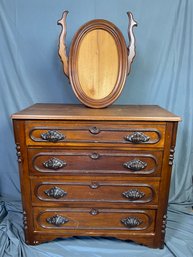 Vintage Walnut Eastlake Style Dresser With Mirror