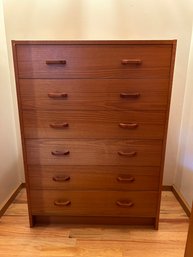 Made In Denmark Teak Small Highboy Dresser Six Drawer