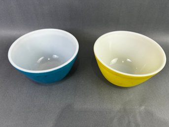 Pyrex Yellow & Blue Bowls Set Of 2