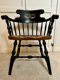 Colonial Revival Black Painted Windsor Chair With Painted Eagle Detail
