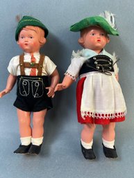 2 Celluloid Swiss Dolls.