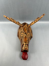 Folk Art Carved Wood Mask