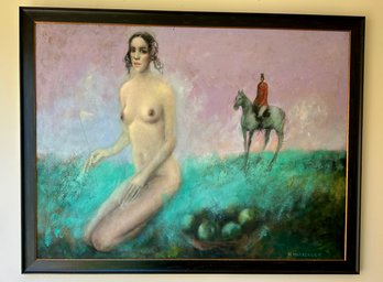 Large Oil Painting Of Nude Woman - Artist, Waldemarjerzy Marzelek