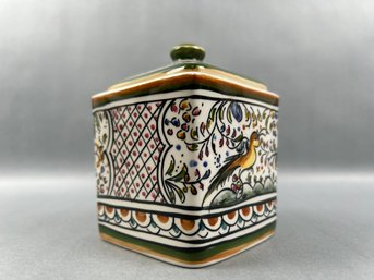 Hand Painted Lidded Box Hand Painted In Portugal