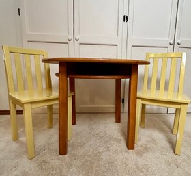 Childrens Wood Table And Two Chairs