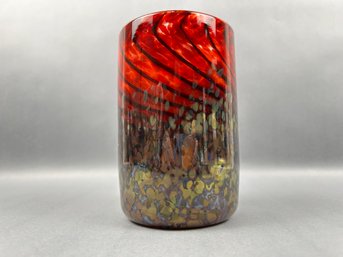 Blown Art Glass Cylinder Vase