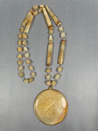 Stone Sun Medallion Beaded Necklace