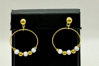 Gold Tone Hoops With Beads