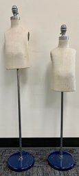 Two Vintage Child Mannequin Forms, Metal & Fabric