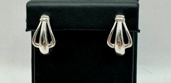 Trifari Silver Tone Pierced Earrings