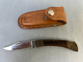 The Prospector Pocket Knife With Leather Sheath.