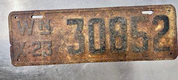 1923 Washington State License Plate. Rusty.