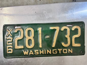 1926 Washington State License Plate.