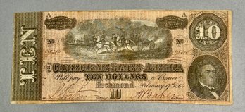 Confederate States Of America Ten Dollar Bill