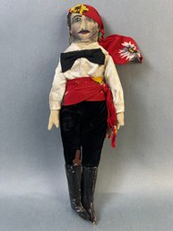 Vintage Cloth Pirate Doll With Knife In Boot.