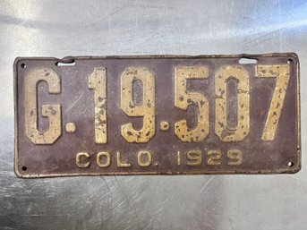 1929 Colorado State License Plate.