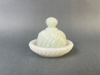 Vintage Miniature Milk Glass Covered Dish.