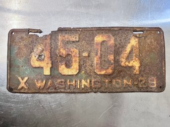 1929 Washington State License Plate.