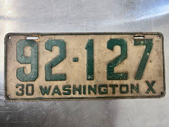 1930 Washington State License Plate.