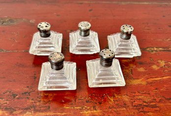 Set Of 5 Table Shakers With Sterling Caps