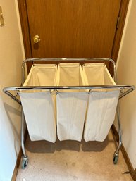 Three  Bin Foldable Laundry Cart