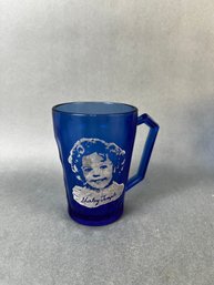 Antique Blue Glass Shirley Temple Drinking Mug.