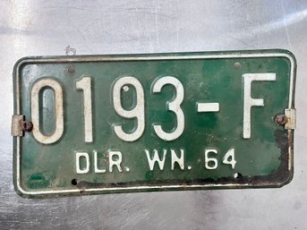 1964 Washington State Dealers License Plate.