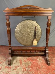 Vintage Bronze Gong With Wood Stand