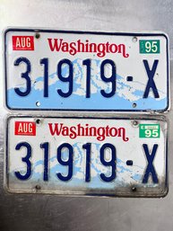 2 Matching 1995 Washington State License Plates.
