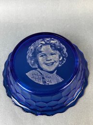 Antique Blue Glass Shirley Temple Bowl.