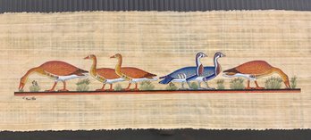 Vintage Hand Painted Papyrus Birds, Framed