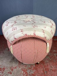 Vintage Floral Plaid Cushion Stool With Rollers