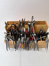 Lot Of Pliers, Nippers, Wire Cutters, And Scissors.