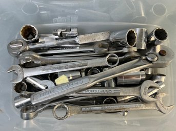 Bin Of Mostly Craftsman Wrenches And Ratchets.