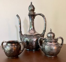 Vintage Pairpoint MFG Co. Tea Set, Quadruple Plate