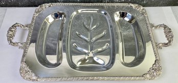 Large Silver Plate Carving Tray