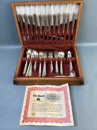 Serving Set For 12 Of King Edward Silverplate Flatware.