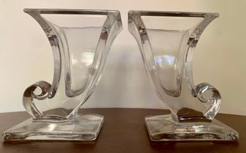 Pair Of Glass Bookend Vases