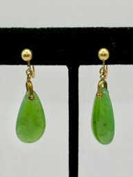 Jade Teardrop Earrings -1/20-12k Gold Filled With Screwback Clasps