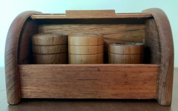 Vintage Salt N Pepper Set, Wooden Box