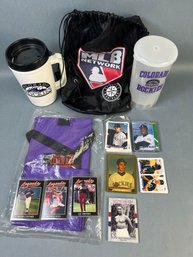 Miscellaneous Sports Cards Mostly Colorado Rockies Lunch Bag And A Mariners Tote.