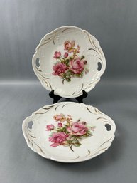 Pair Of Bavarian Porcelain Floral Plates