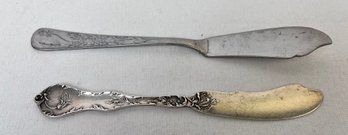 2 Butter Knives 1 Sterling 1 Stainless.