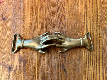 Brass Clasping Hands Belt Buckle