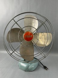 Vintage Blue Zero Metal Four Blade Fan