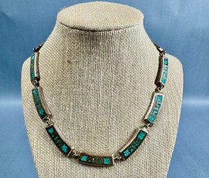 Sterling Silver And Turquoise Link Necklace