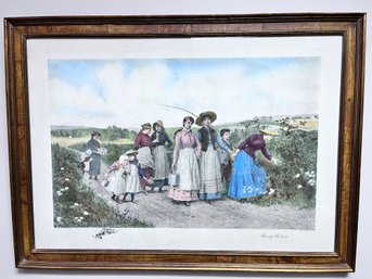 Framed Berry Pickers Print By Jennie Brownscombe, 39x28.5.